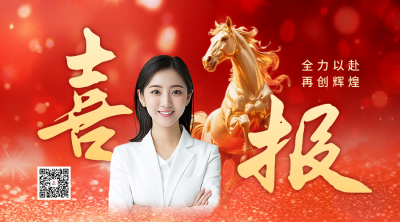 马年开门红喜报大气商务二维码 模板ID：770117