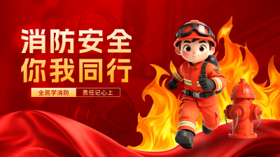 消防安全知识科普培训3D横屏海报 模板ID：770258