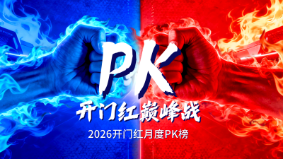 开门红业绩比赛红蓝横屏海报 模板ID：771030