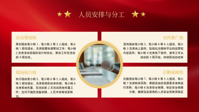 工作汇报红色党政风内容要点PPT单页 模板ID：772284