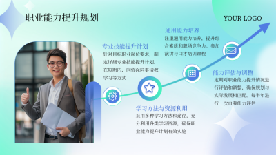 工作汇报蓝绿色弥散风图文排版PPT单页 模板ID：772401