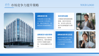 工作总结蓝色商务风图文排版PPT单页 模板ID：772426