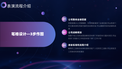 深色渐变三个要点总分关系内容页PPT单页 模板ID：772520