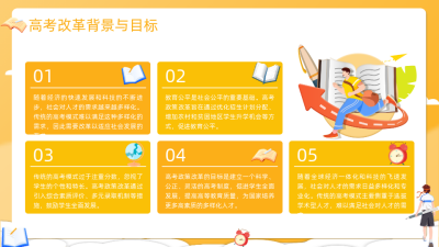 高考政策解读橙色插画风图文排版PPT模板 模板ID：772594