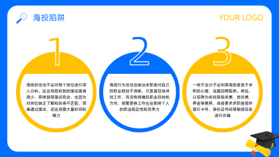 求职指导蓝黄色扁平风内容要点PPT单页 模板ID：772611