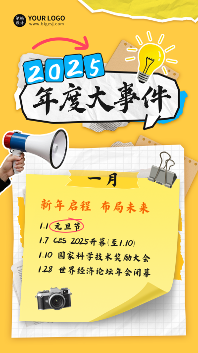 拼贴风年度大事件回顾海报 模板ID:772728
