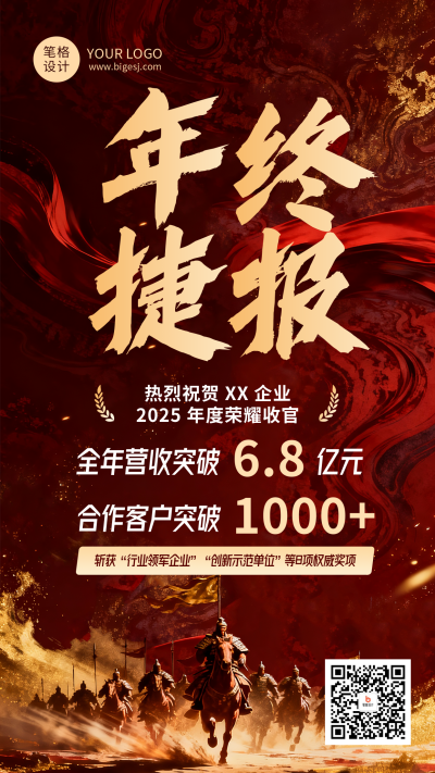 红色简约企业年终总结海报 模板ID：772789