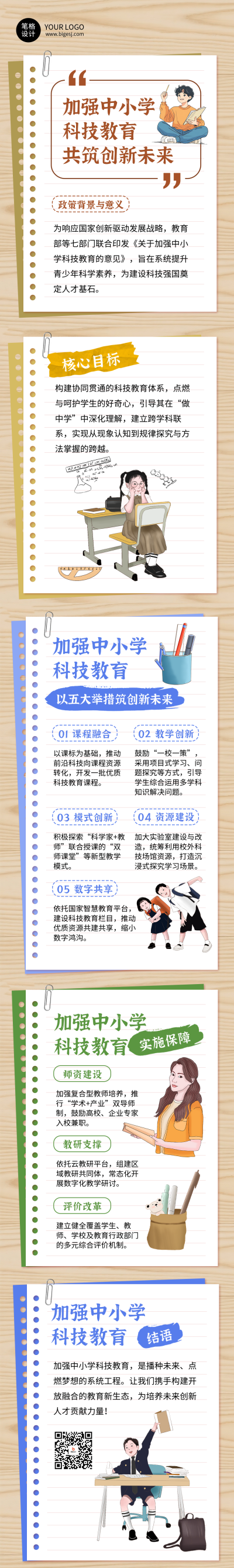 棕色简约中小学科技教育科普公众号长图 模板ID:773068