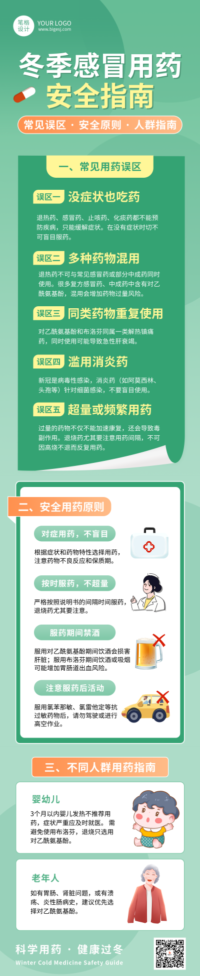 冬季简约冬季用药指南公众号长图 模板ID：773064