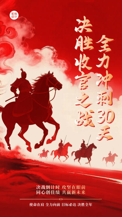 中国风通用年终业绩冲刺宣传海报 模板ID:774340