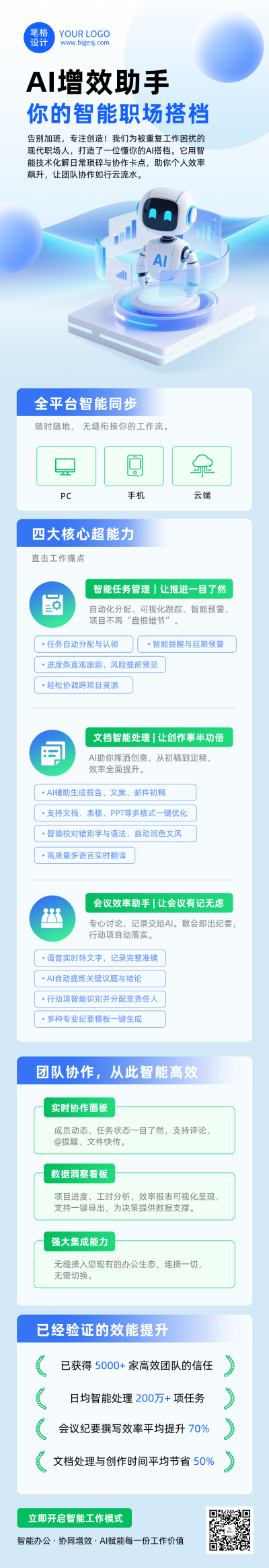 职场AI工具使用培训蓝色简约公众号长图 模板ID:775063