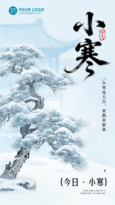 中国风小寒节气宣传海报 模板ID：775076