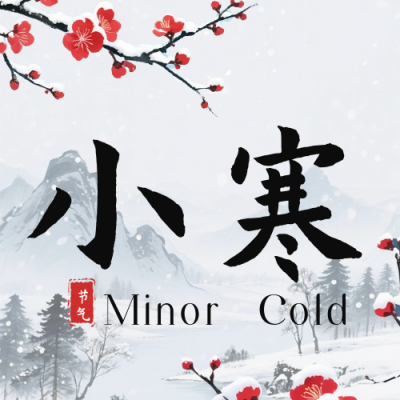 白色水墨风小寒节气宣传公众号次图 模板ID：775125
