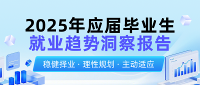 2025年应届毕业生就业报告蓝色简约公众号首图 模板ID:775162