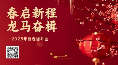政府春节新春团拜会红色简约二维码 模板ID:775772