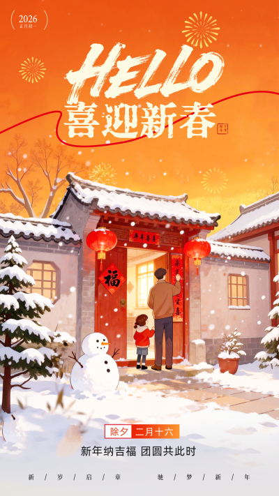春节新春祝福宣传海报 模板ID:776129
