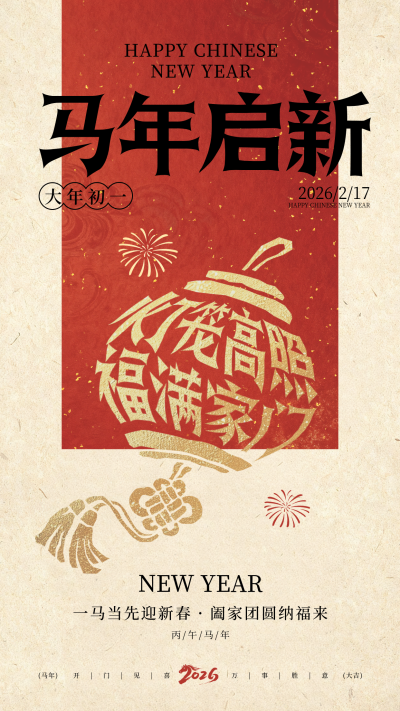 春节年俗初一灯笼宣传海报 模板ID:776025