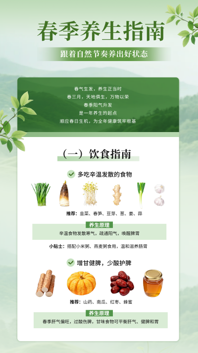 春季养生指南宣传竖版配图 模板ID：776624