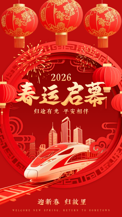 春节春运开启宣传海报 模板ID：776705