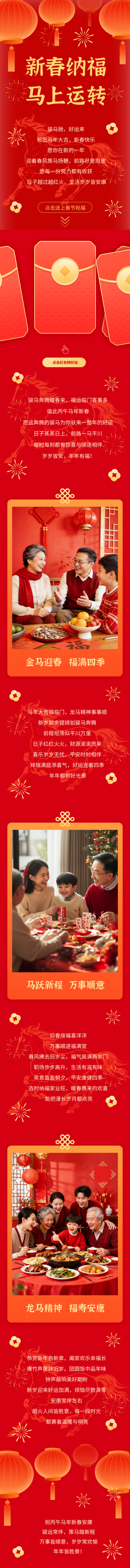 红色中国风春节祝福公众号长图 模板ID:776876