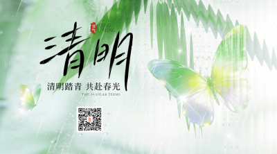 清明节竹叶实景宣传二维码 模板ID：777668