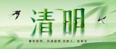 艺术竹子清明文字祝福公众号首图 模板ID：778055