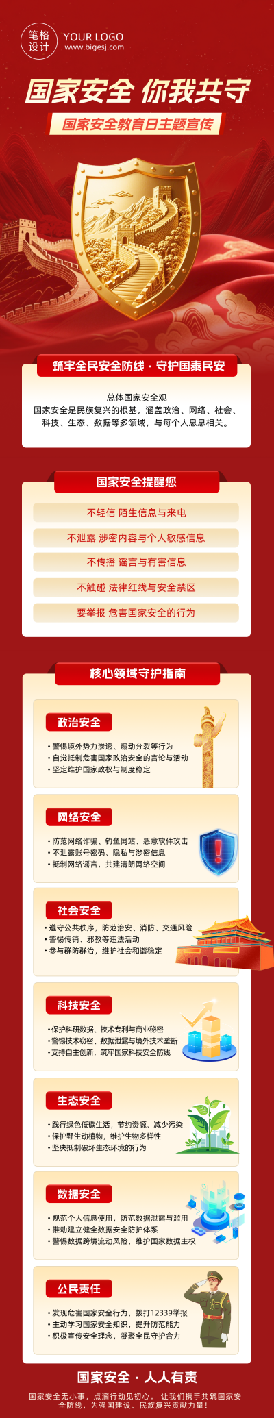 国家安全主题宣传红色公众号长图 模板ID:779353