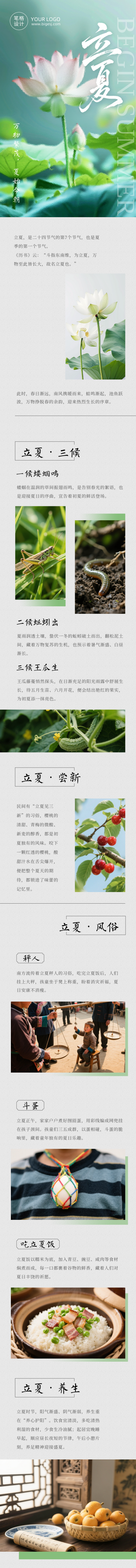 立夏节气知识科普公众号长图 模板ID:782464