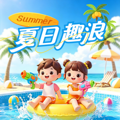 夏季旅游出行系列3D促销公众号次图 模板ID：984066