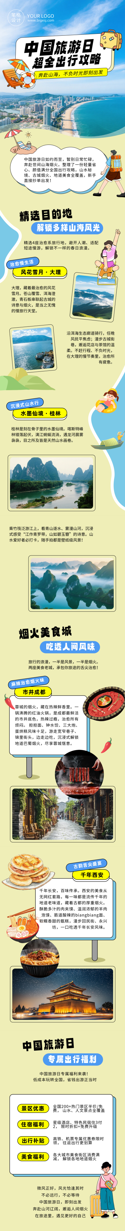 中国旅游日出行攻略公众号长图 模板ID:984196