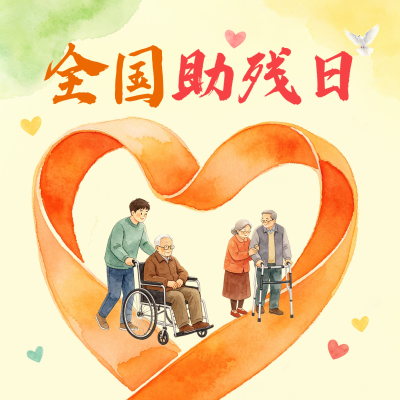 全国助残日宣传手绘方形海报 模板ID：984235
