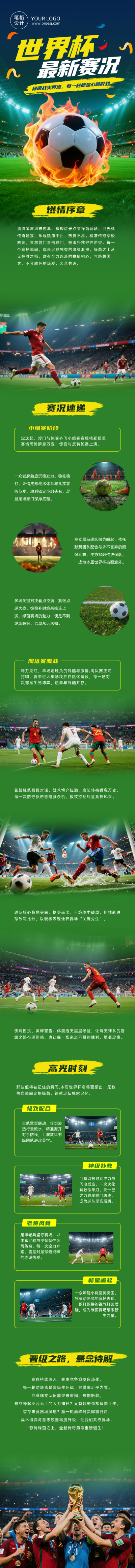 世界杯最新赛况绿色公众号长图 模板ID：987406