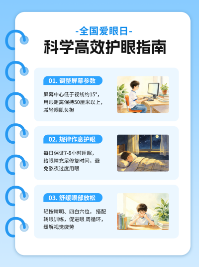 全国爱眼日知识科普小红书封面 模板ID:988009