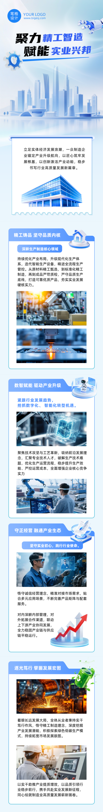 制造行业企业动态宣传蓝色公众号长图 模板ID:988064