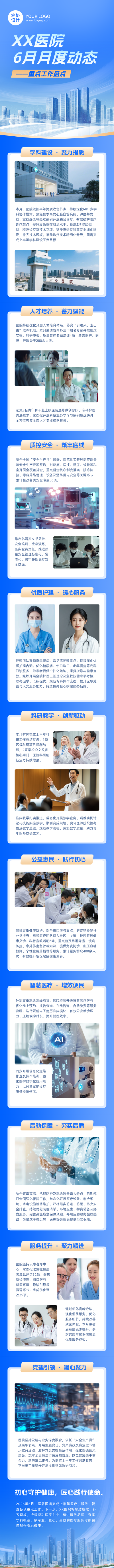 医院月度动态蓝色公众号长图 模板ID：988062