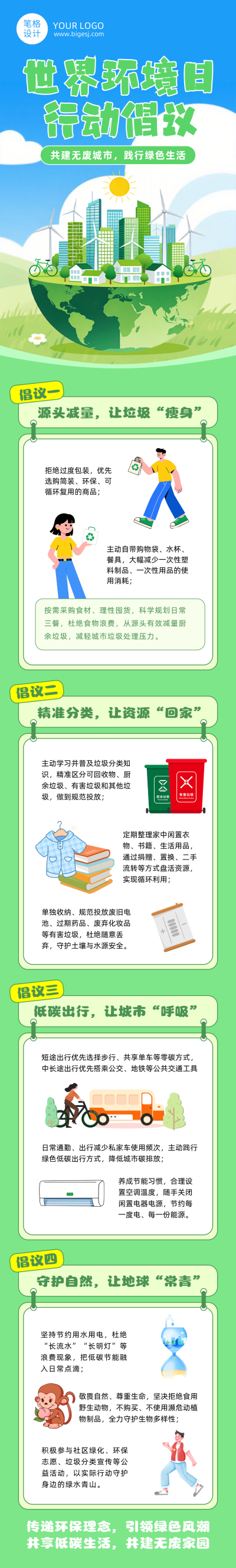 世界环境日行动倡议蓝色公众号长图 模板ID：988100