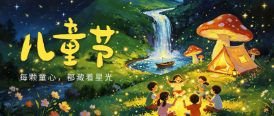 儿童节手绘梦幻祝福公众号首图 模板ID：988109
