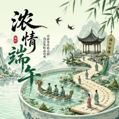 端午节手绘中国风创意祝福方形海报 模板ID：988192