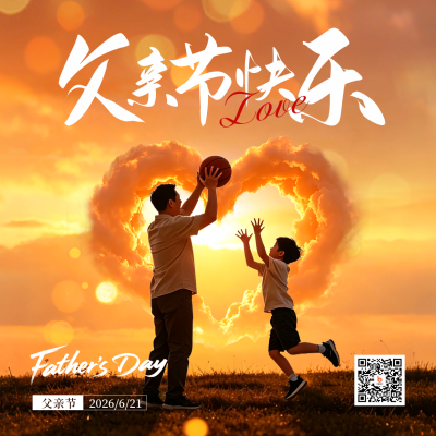 父亲节祝福宣传实景方形海报 模板ID：988994