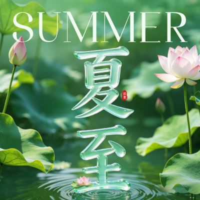 夏至实景合成风祝福方形海报 模板ID：989085