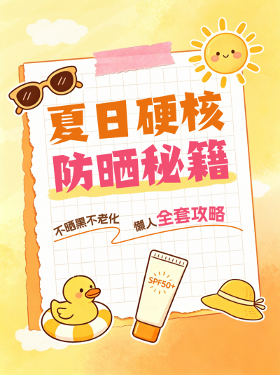 夏日防晒指南小红书封面 模板ID:989420