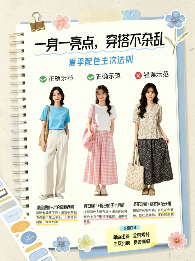 夏日穿搭攻略分享小红书封面 模板ID:989408