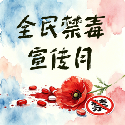 全民禁毒宣传月宣传插画公众号次图 模板ID：989431
