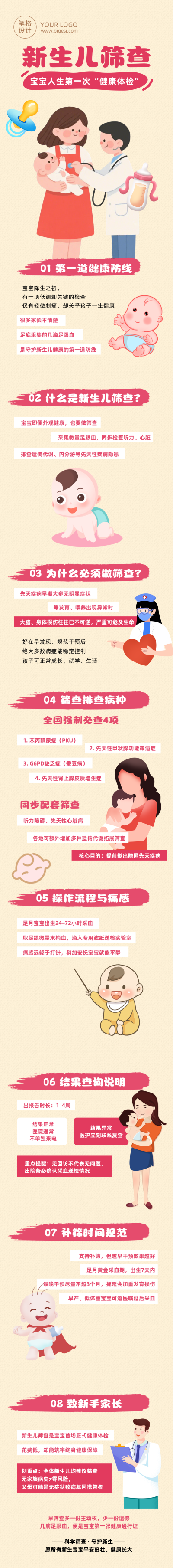 新生儿筛查健康科普公众号长图 模板ID:989605