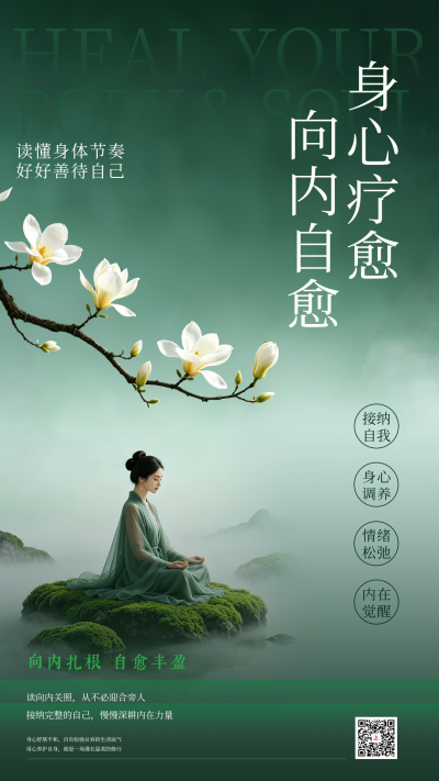 疗愈健康宣传手机海报 模板ID:989958