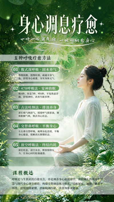 绿色疗愈养生宣传海报 模板ID:989962