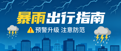 暴雨天出行指南手绘公众号首图 模板ID:989975