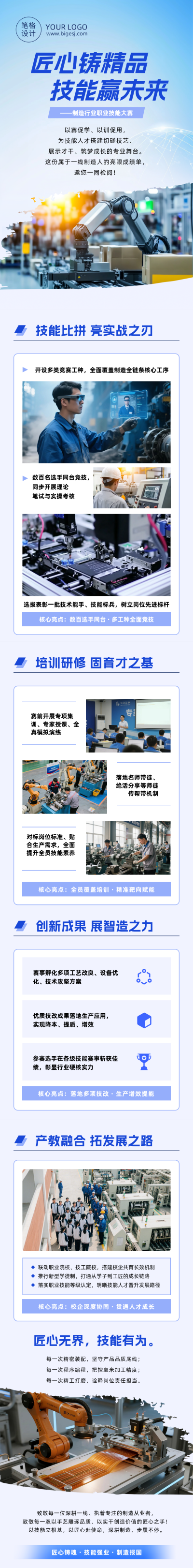 制造行业技能大赛宣传蓝色公众号长图 模板ID:990204