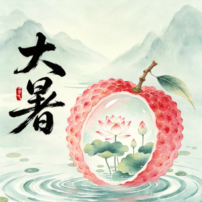 大暑节气手绘祝福公众号次图 模板ID：990328