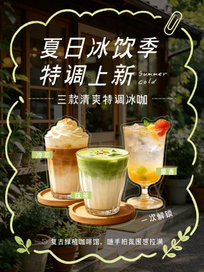 夏日冰饮上新宣传小红书封面 模板ID:990413